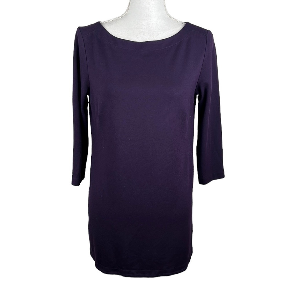 J. Jill Purple Ponte 3/4 Sleeve Top Size Small